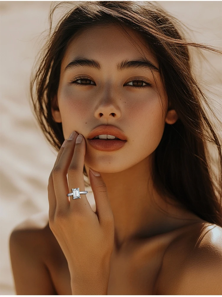 JEWELLWANG 1CT Smaragdschliff IGI-zertifizierter CVD HPHT Labor-Diamant E VS 18K Weißgold Ehering Modeschmuck für Damen – Detail 9