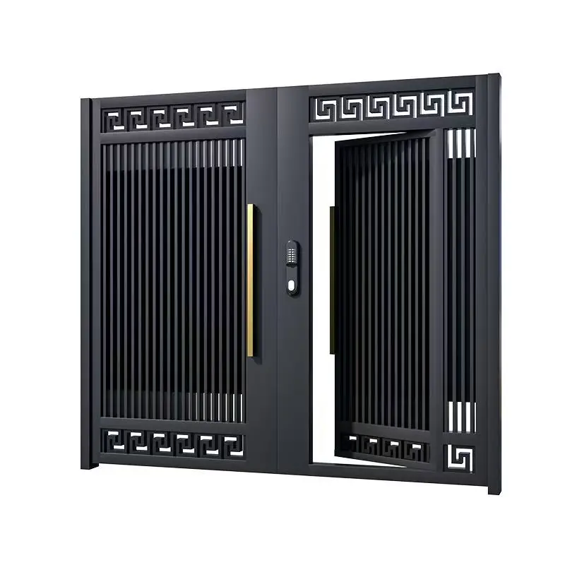 

Aluminum Entrance Gate for Exterior Yard Security Powder Coated Swing Style Front Door Automatic Opening for Courtyard