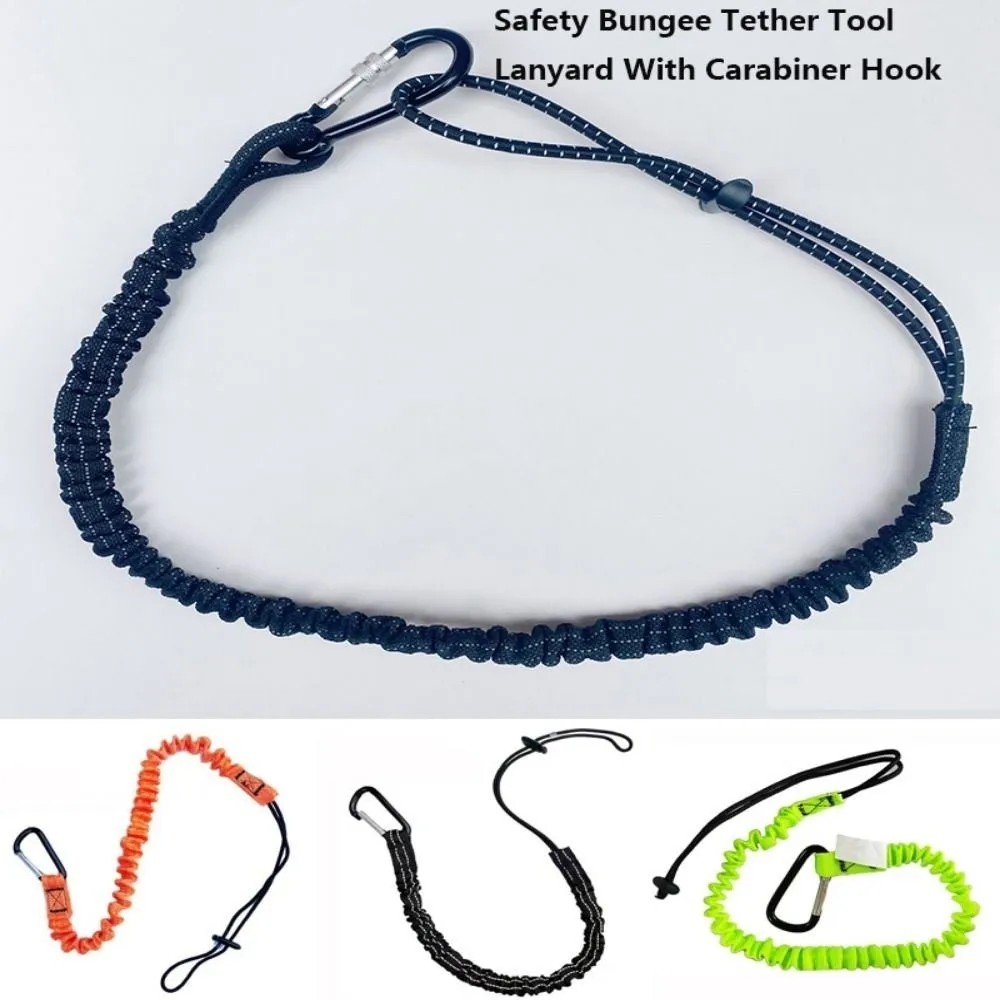 With Carabiner Hook Safety Bungee Tether Lanyard 50~80cm 3 Colors Safety Rope Climbing Working Anti-Falling Rope