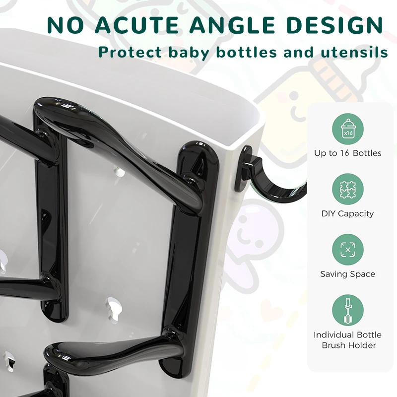 Baby Bottle Drying Rack, Baby Bottle Rack - Space saving vertical drying rack for cleaning bottles and pump components