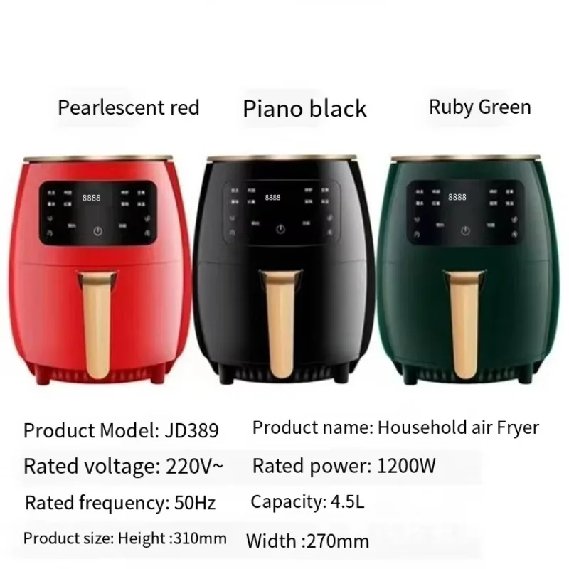 مقلاة هوائية كهربائية منزلية بسعة كبيرة 4.5 لتر، مقلاة عميقة أوتوماتيكية متعددة الوظائف مصنوعة من البلاستيك المتين #5