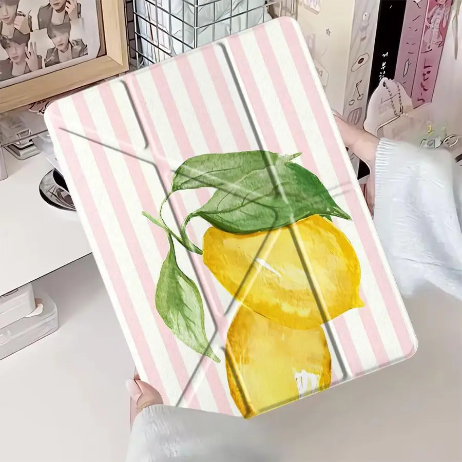 Stripe Lemon Design Tablet Case For iPad Pro 2025 Air 4 5 M3 M2 M4 11inch Pro 11th 10th 9th 8th 7th 12.9inch Mini 6 7 Holder