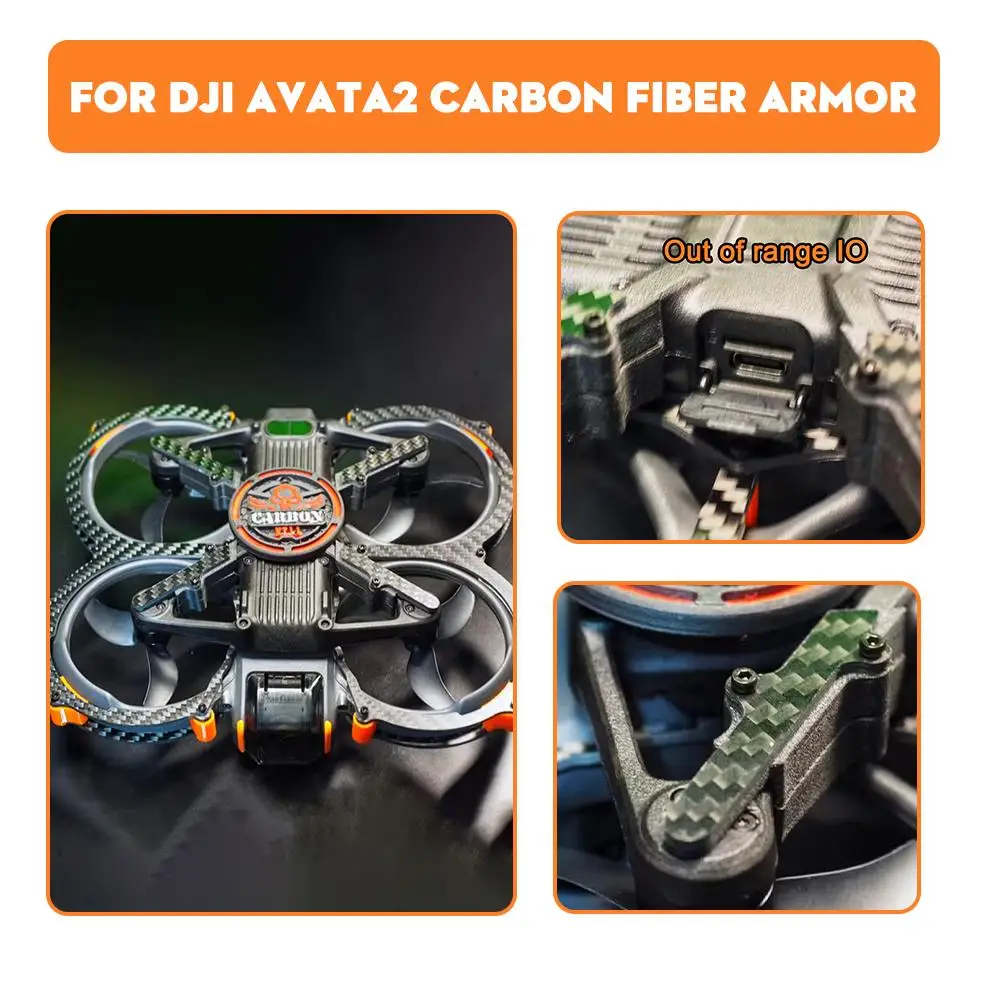  for dji AVATA2 Non-destructive Installation Of Carbon Fiber Armor And Arm Protection Kit for dji AVATA2 Carbon Fiber Armor