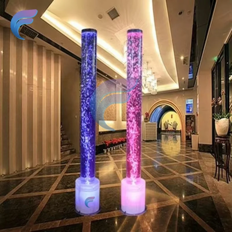 custom.Office Decor Design Acrylic Bubble Tube with Colorful Lights Color Changing Bubble Columns Lamp