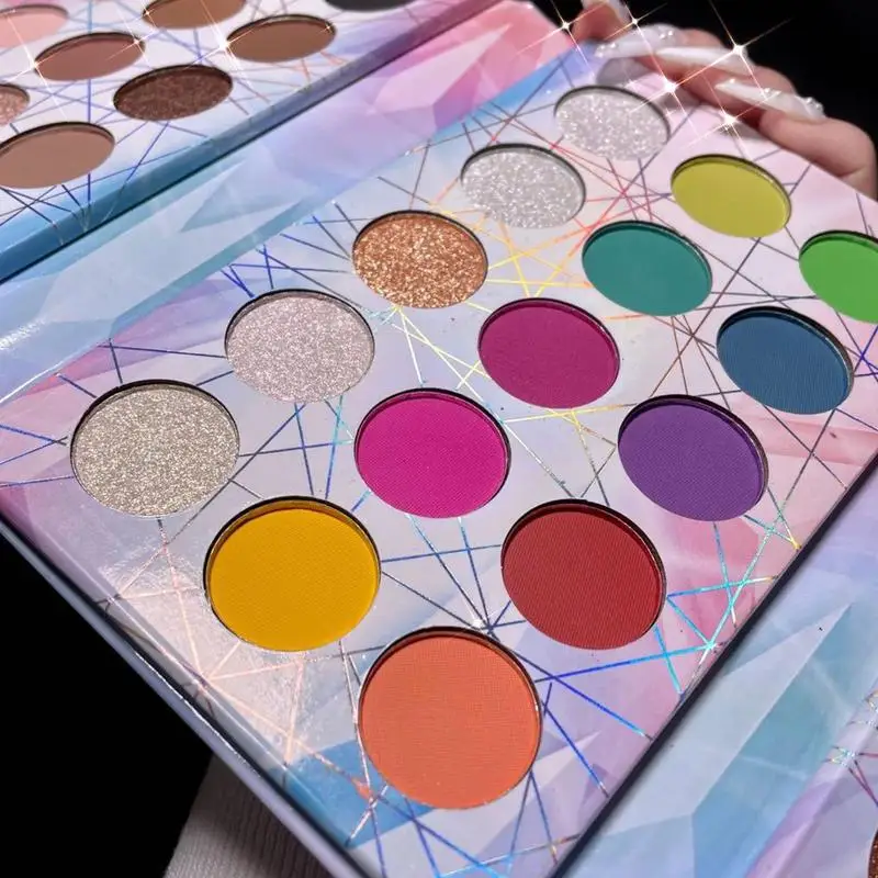 Paleta de sombras de ojos de maquillaje, 45 colores brillantes y coloridos, paleta de sombras de ojos de colores, recubrimiento húmedo y seco