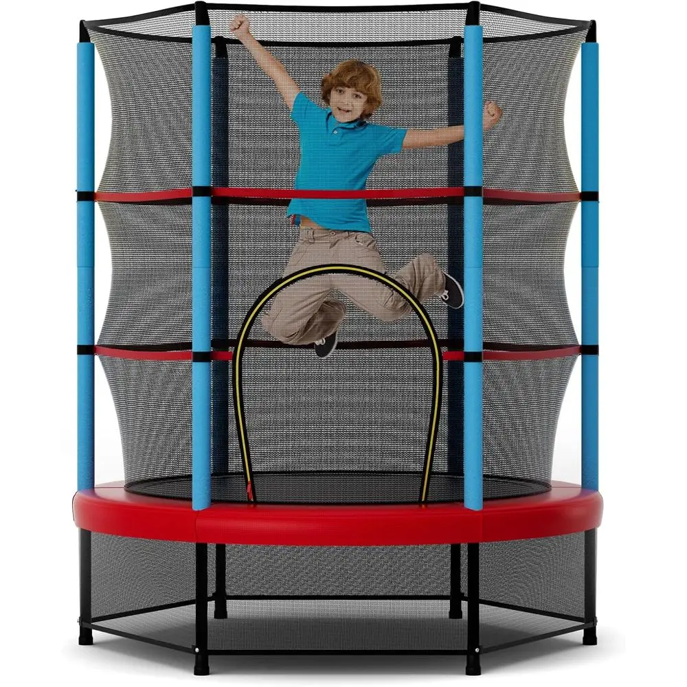 

Toddler Trampoline with Safety Net, Bouncy Jumping Mat, Seamed Design, Indoor Outdoor Mini Trampoline for Boys and Girls