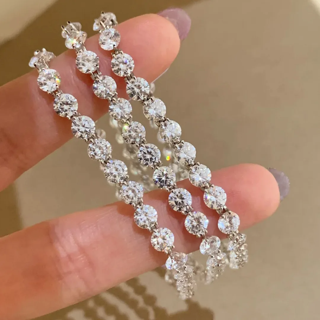 Sparkling Bare Diamond Lace Tennis Bracelet Sparkling Zircon Exquisite Versatile Stacked Bracelet Women's Wedding Jewelry