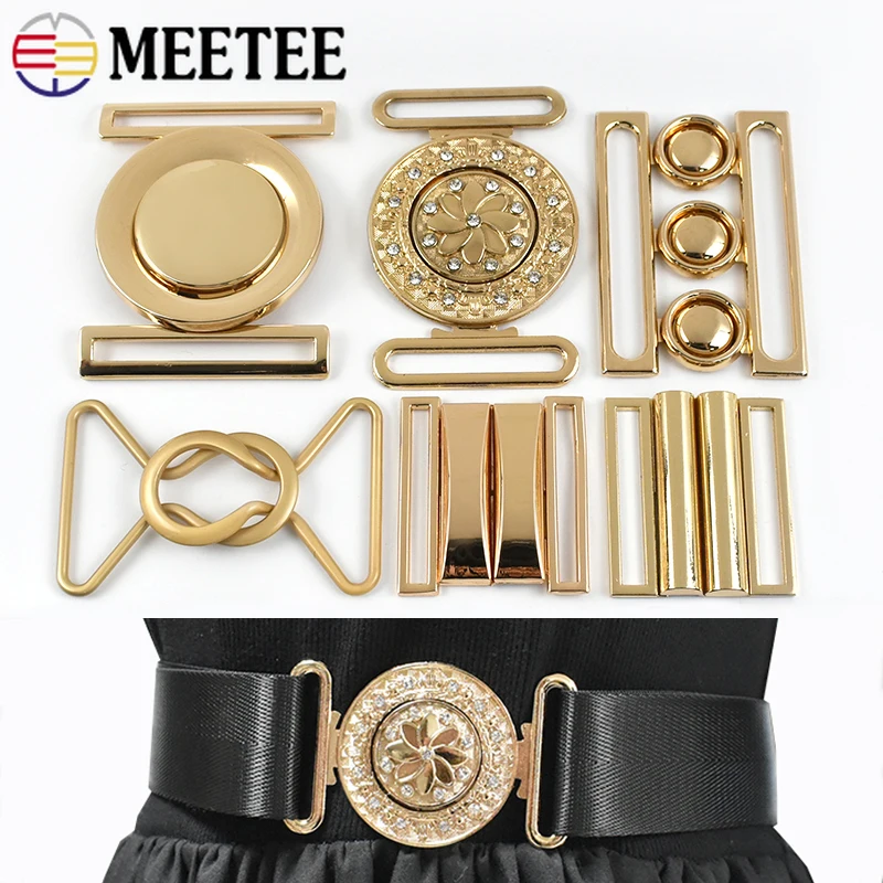 

1/2/5Pcs Meetee 20-80mm Metal Belt Buckle Light Gold Coat Decorative Buckles Ladies' Clothing Belts Hook DIY Garment Accessories