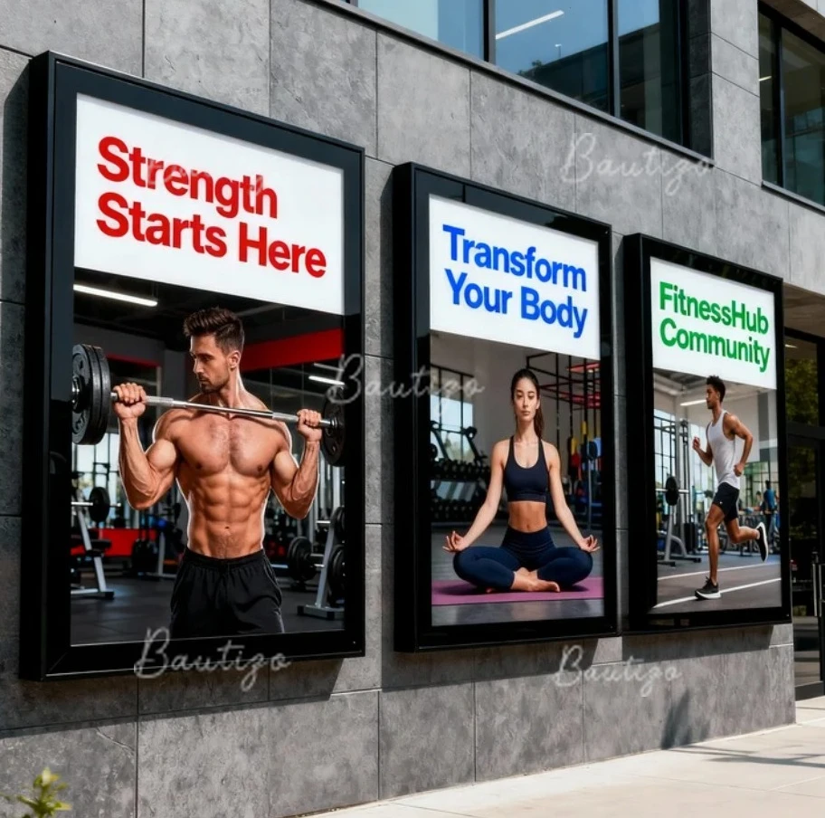 Ultra Slim Light Box Custom Advertising LED Sign Wall Illumination Logo Menu Display Screen Signage Address Poster FitnessHub