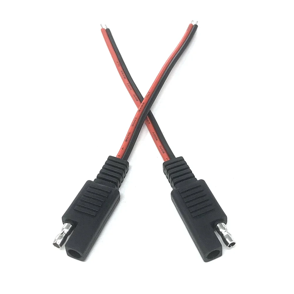 2Pcs 18AWG SAE Extension Cable 2-Pin SAE Quick Disconnect Plug 10A Solar Battery Panel SAE Plug Input Cable and Output Cable