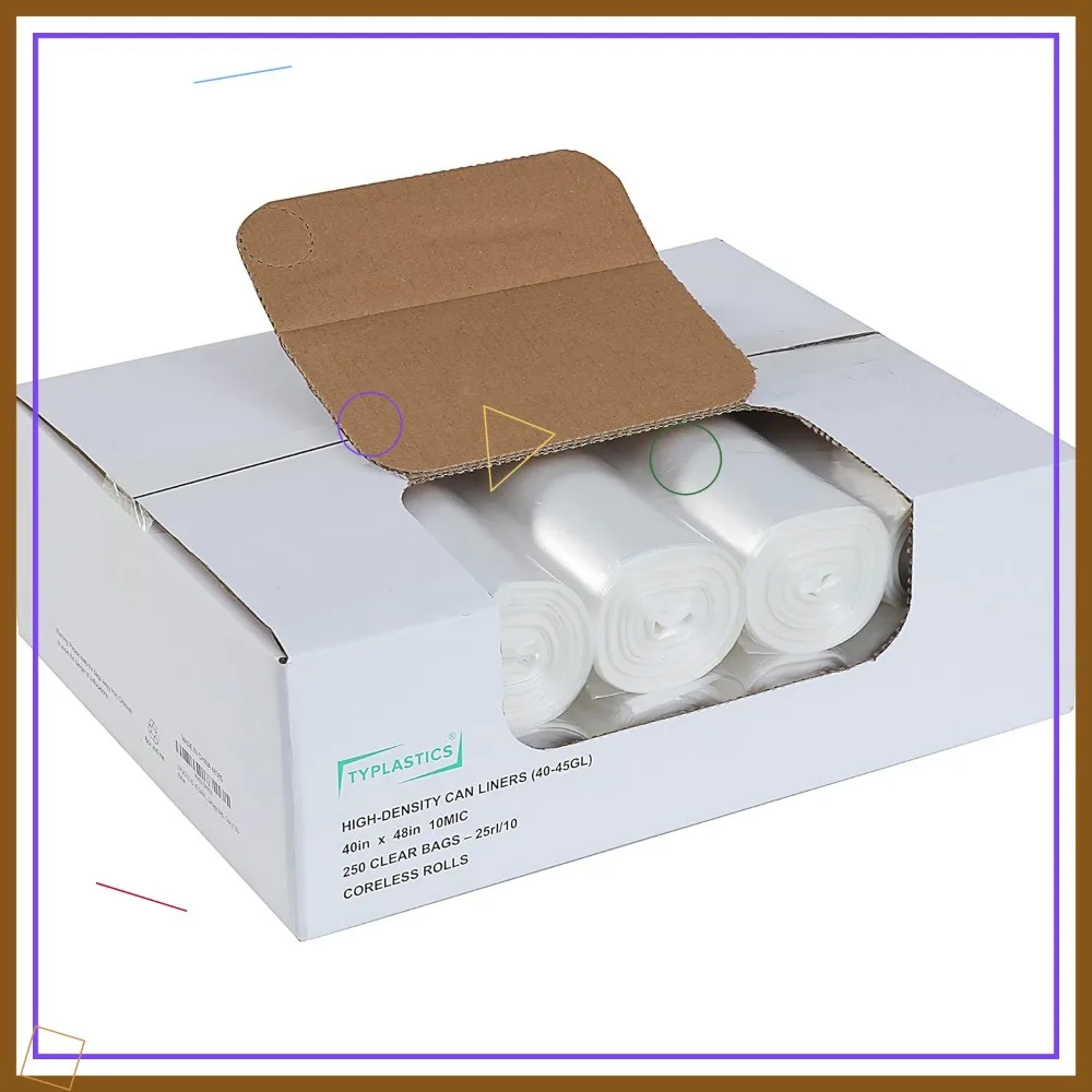 

40-45 Gallon Clear Trash Bags - 250 Count Heavy Duty Garbage Liners for Office & Commercial Use