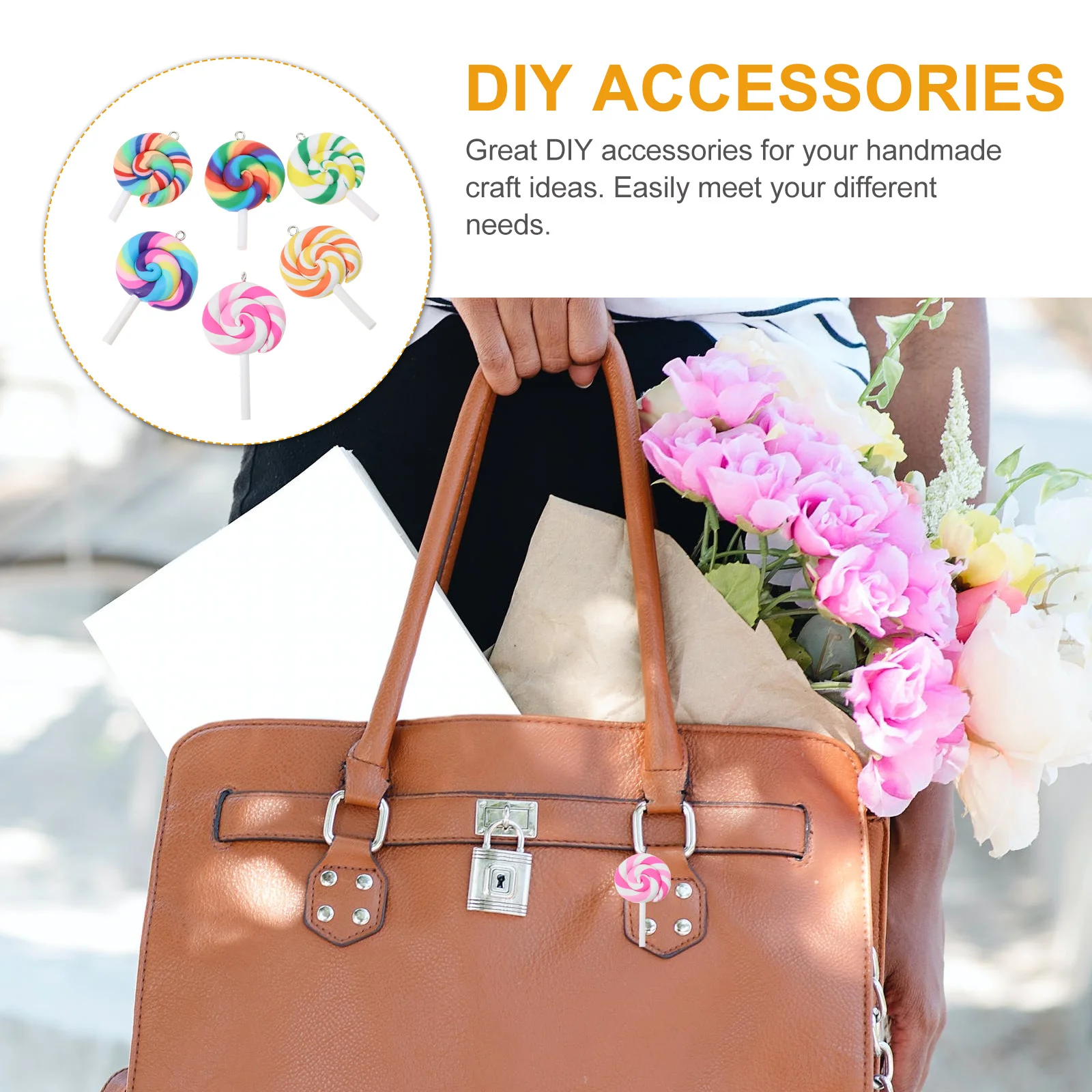 

24 шт., мягкие глиняные подвески-леденцы, цвета радуги, детские конфеты, подвески, ювелирные аксессуары, подвеска-леденец, подвеска-конфетка