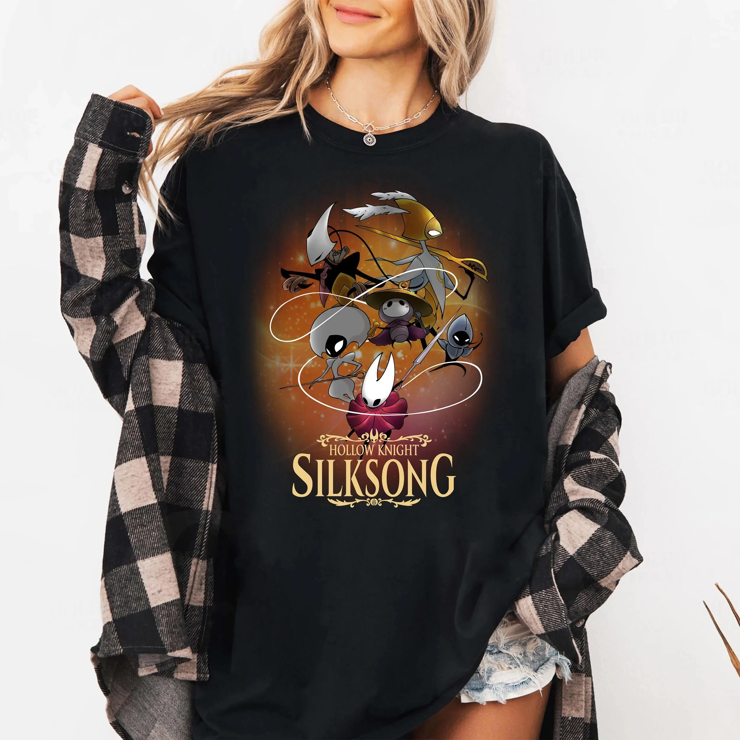 

Plus Size Summer Women's Vintage Hornet Hollow Knight Silksong TShirt Cotton Breathable Stylish Versatile Street Style Oversized