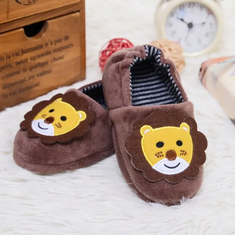 Fashion Toddler Boy Slippers Cartoon Lion Child Autumn Winter Shoes Baby Item Soft Rubber Sole Slip-on Kid House Indoor Footwear