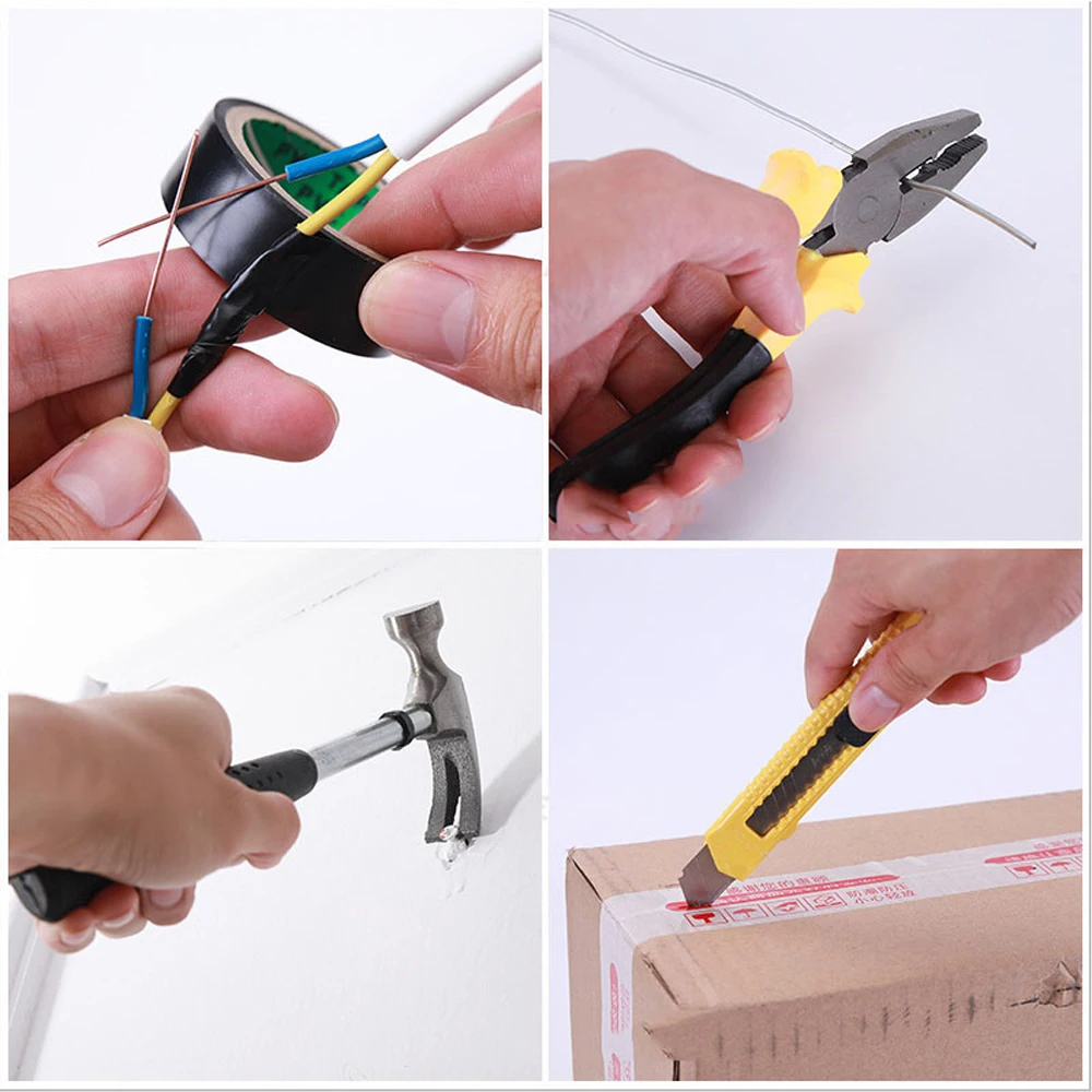 9pcs Hand Tool Kit Box Household Home Hammer Pliers Screwdriver Blade PVC tape for Hand Tools In Homes, Offices, Warehouses, Etc