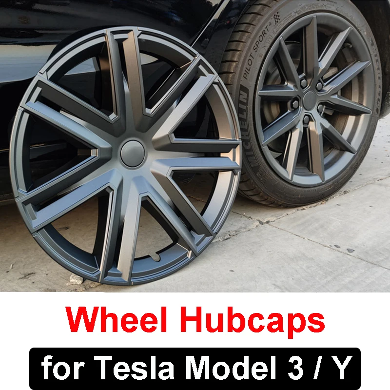 

4PCS Wheels Hub Caps for Tesla Model Y 3 2023 Wheel Cover Performance Automobile Replacement Full Rim Accessories Body Decor Kit