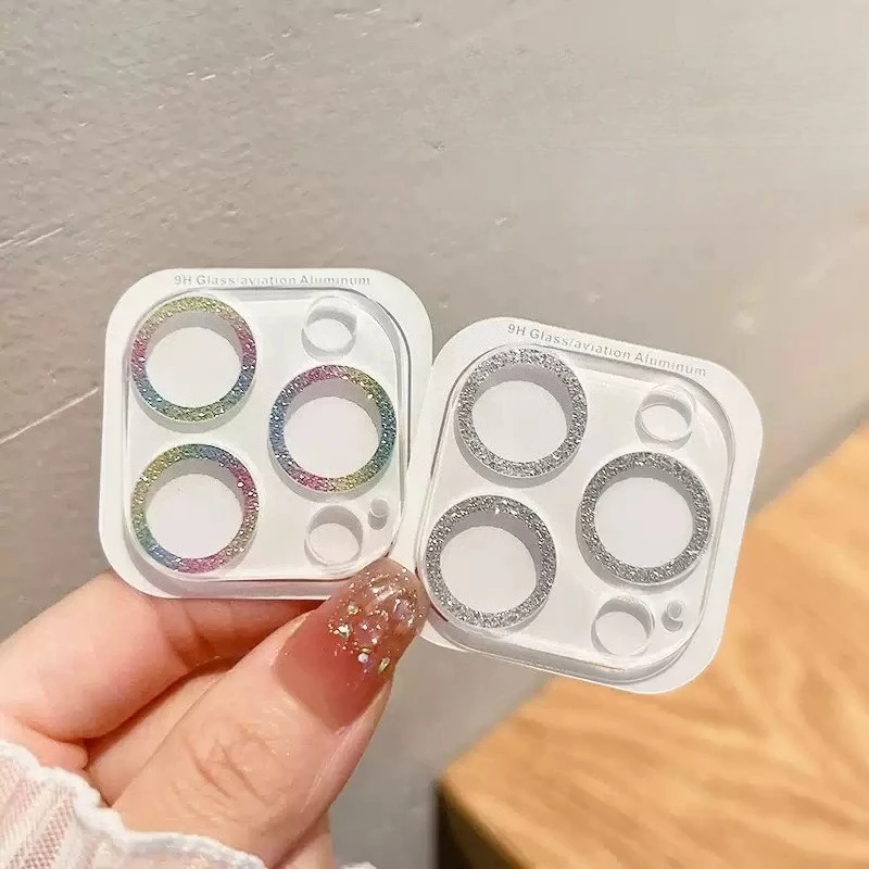 HD Klarer Glitzer-Kameraobjektivschutz für iPhone 18 17 16 15 14 Pro Max Plus Vollständige Abdeckung aus gehärtetem Glas, kratzfest