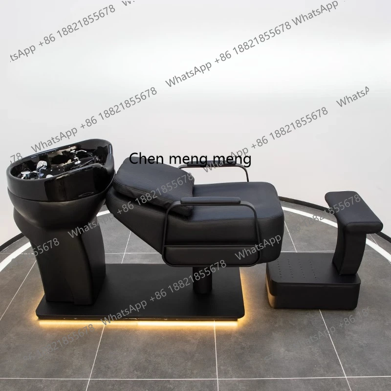 

High-end barber shop shampoo bed hair salon fashion simple ceramic deep basin half lying flush bed hair salon special