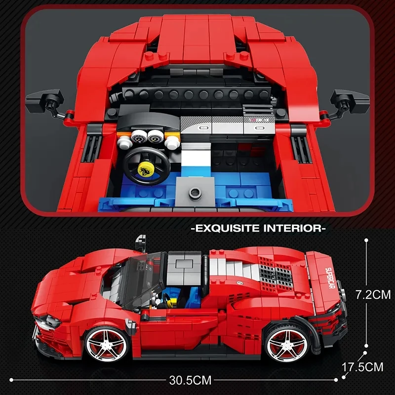 1：16 Ferra Daytona SP3 Technical Car Building Blocks City Red Sports Racing Vehicle Bricks Construction Toys For Kids Boys Gifts