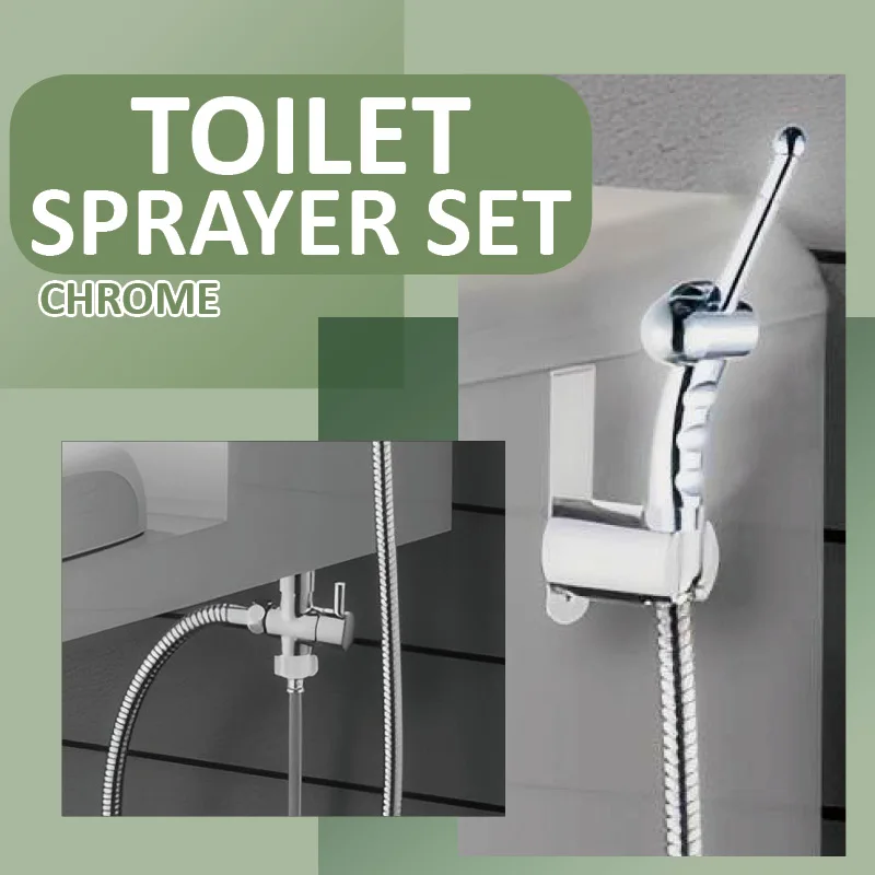 Plug In Bidet Sprayer Set Shiny Chrome Hang Sprayer 3Functions Water Flow with Outlet SUS304 Hose