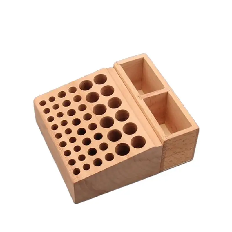 Soporte de herramientas de artesanía de cuero de haya, estante de herramientas de artesanía de cuero, caja de almacenamiento de perforaciones de