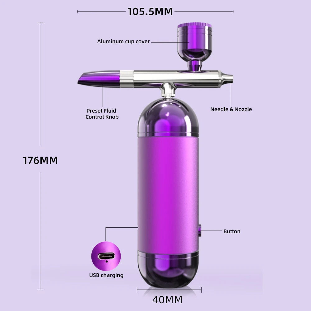 Rechargeable Cordless Airbrush Set, Oxygen Facial Mist for Face Body Hydration, Portable Handheld Mini Airbrush Makeup Kit