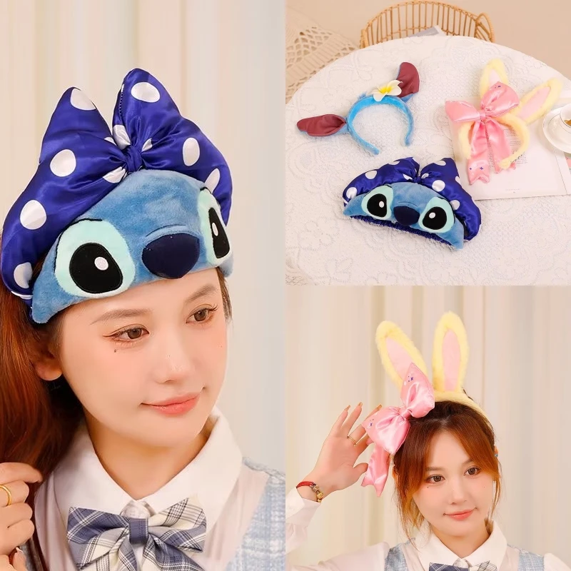 Stitch Plush Hair Hoop Kawaii Plush Headband Rabbit Plush Hair Accessories Anime Plush Hair Band Gifts For Children