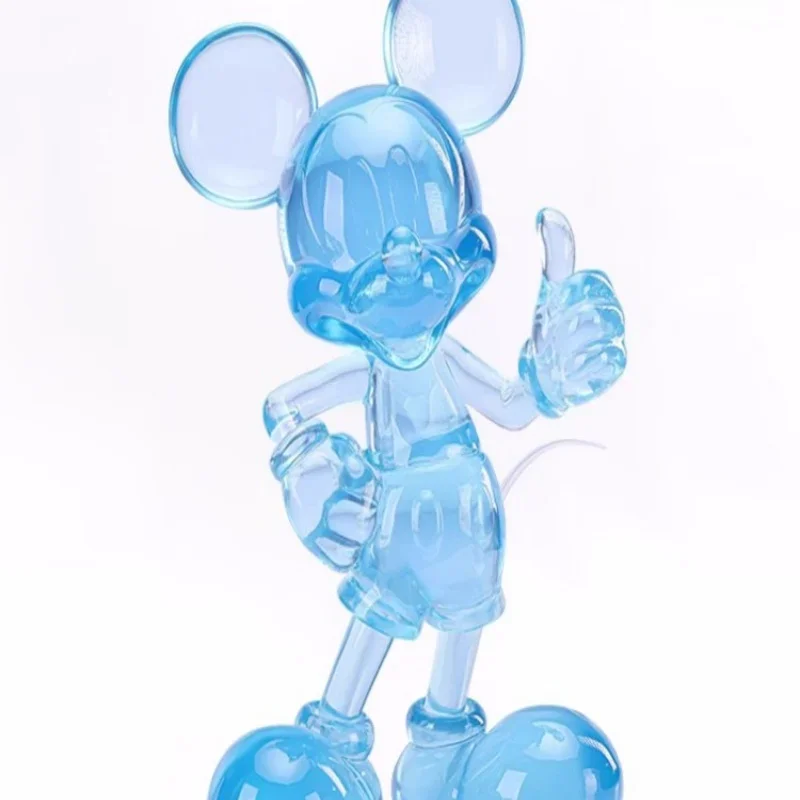 28cm Morstorm Magic Disney Salute Mickey Trendy Toy, Electroplated Transparent Mickey Art Statue, Birthday Home Gift