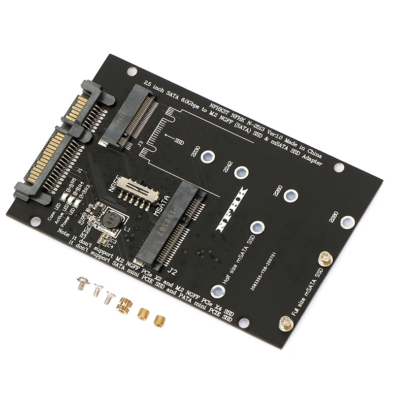 【C】M.2 NGFF MSATA SSD To SATA 3.0 Adapter 2 In 1 Converter Card For PC Laptop