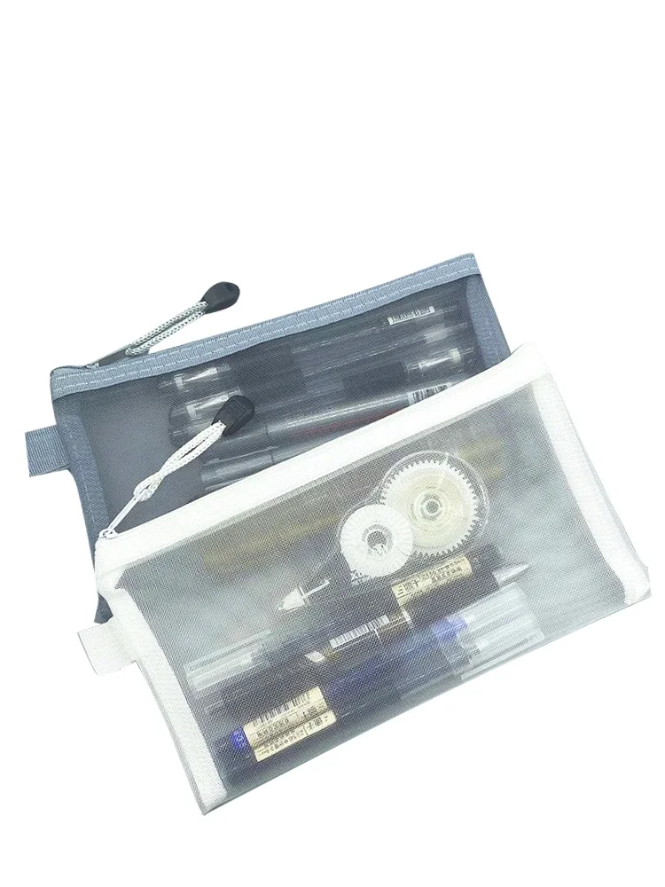 Simple Transparent Mesh Pencil Case Storage Student Pencil Bag Large Capacity Pouches Stationery