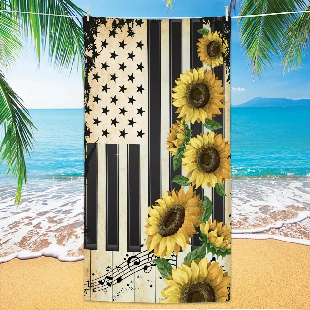 

Sunflower Beach Towel, Digital Printing Thin Quick-Dry Anti-Sand Microfiber Lightweight for Swim, Yoga, Travel, Gym, Gift