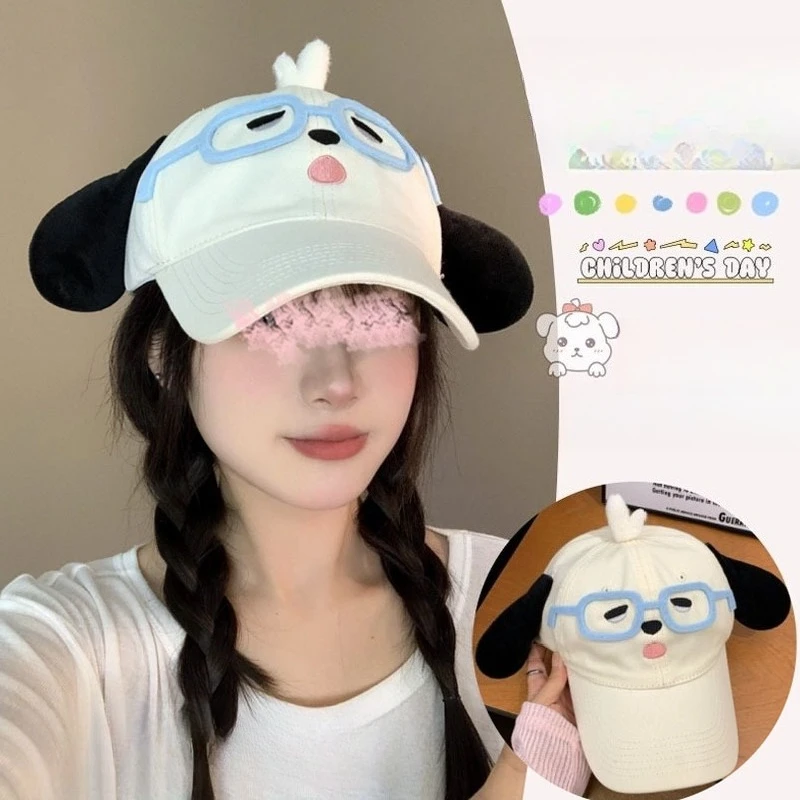 قبعة بيسبول لطيفة على شكل رسوم كرتونية يابانية جديدة من Miniso، قبعة بيسبول على شكل جرو، قبعة كرة البط اللطيفة