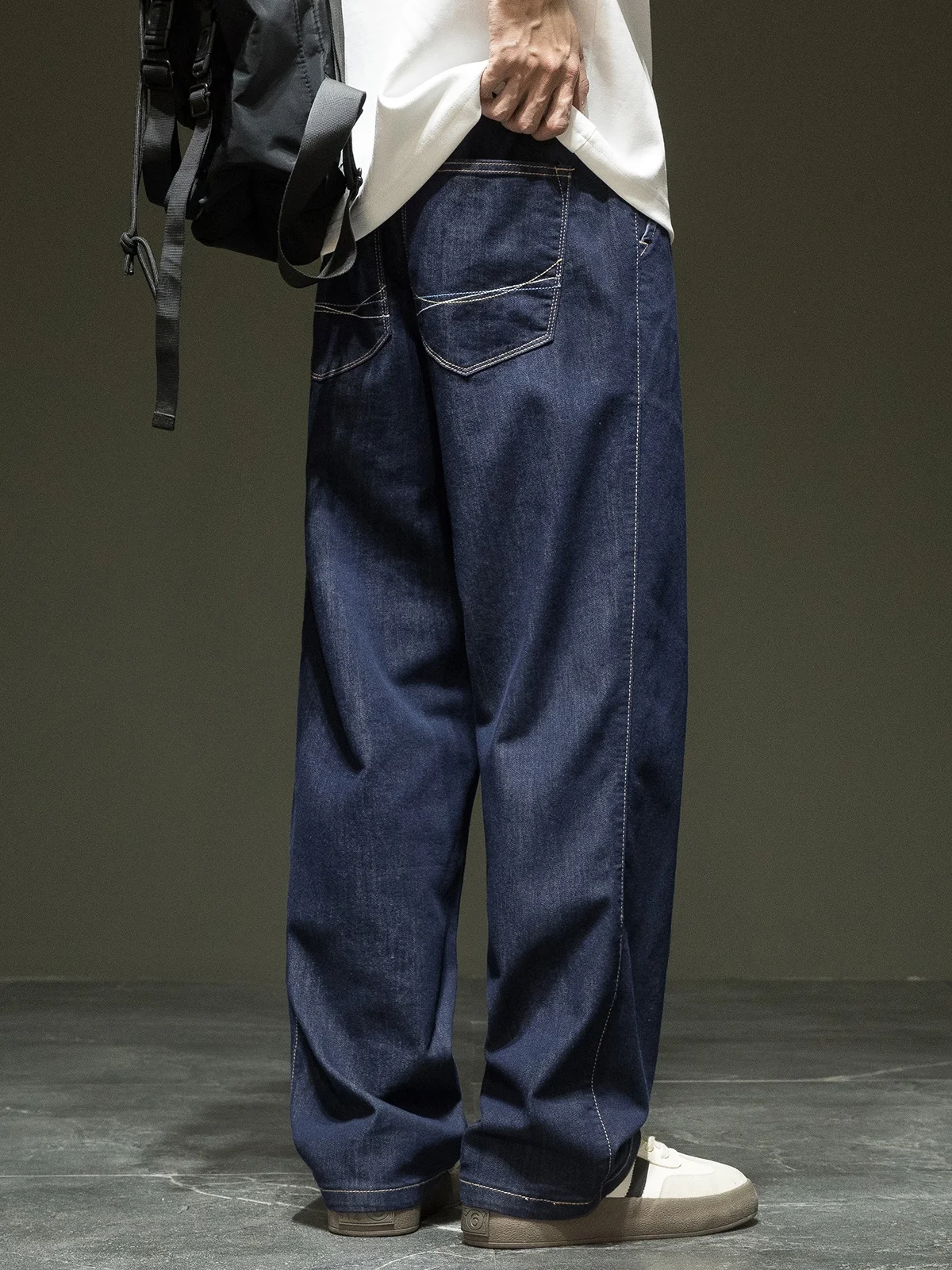 

Ретро оригинальный цвет шелковые мужские летние тонкие свободные джинсы большого размера американские модные повседневные прямые джинсы молодежные весенние L...