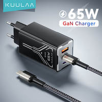 KUULAA 65W GaN Charger Type C Quick Charge 4.0 3.0 PD USB Charger for iPhone16 15 14 Pro Max Fast Charger For Laptop PD Charger