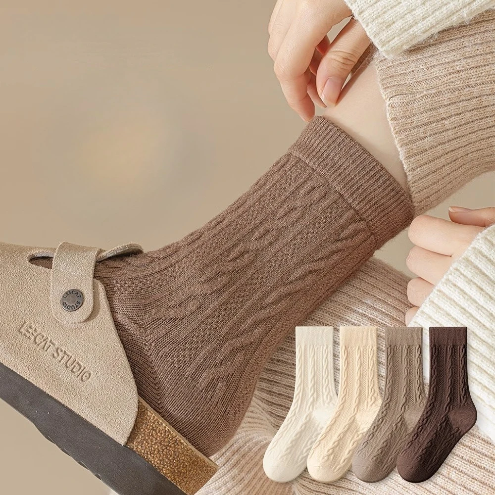

11 пар носков для женщин, зимние толстые школьные носки среднего размера для девочек и взрослых, однотонные теплые носки с ручкой, оптовая продажа чулочно-носочных изделий