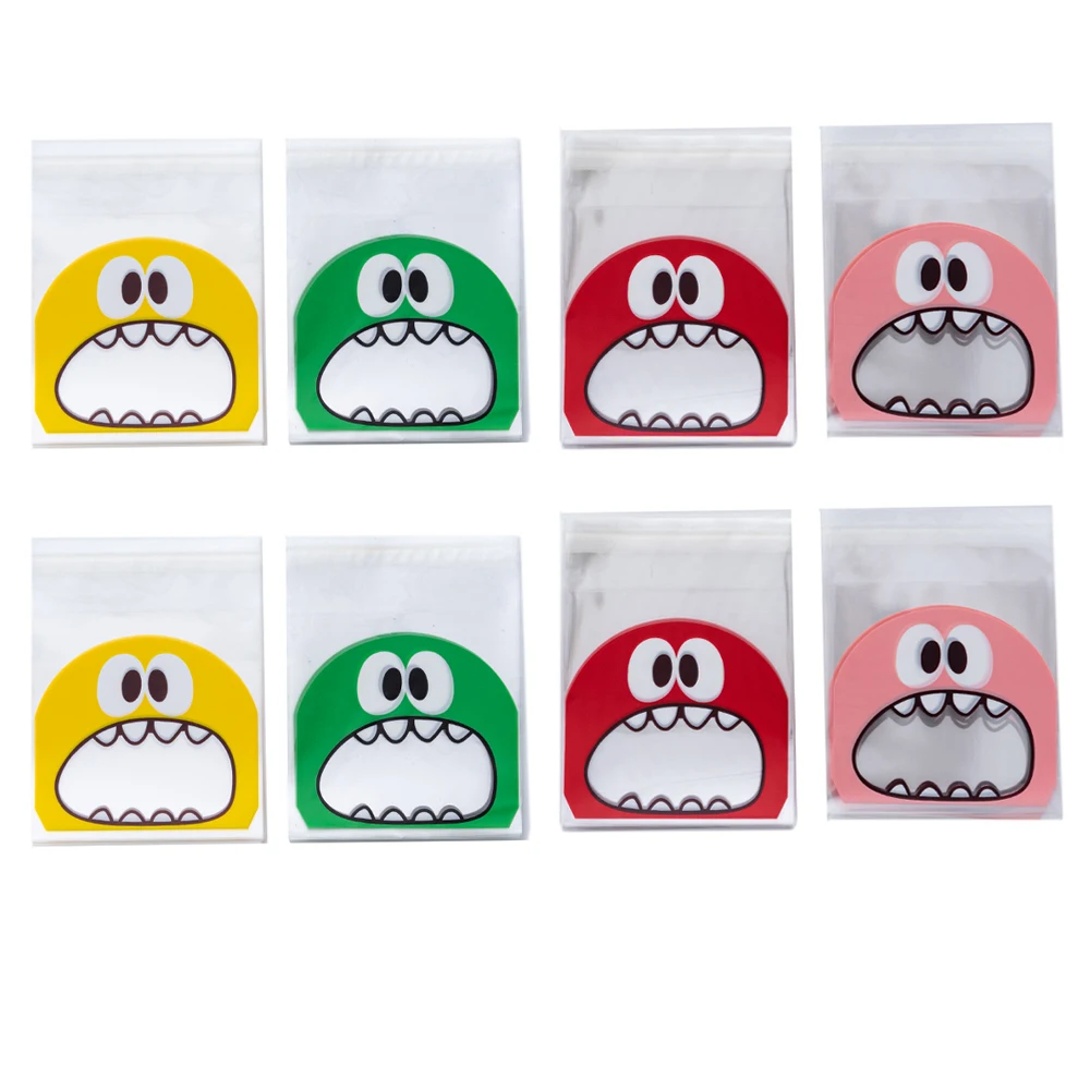 

200Pcs 10x10cm Cute Cartoon Monster Cookie Candy Bag Self-Adhesive Plastic Bags For Cookie Snack Baking Package Party Display