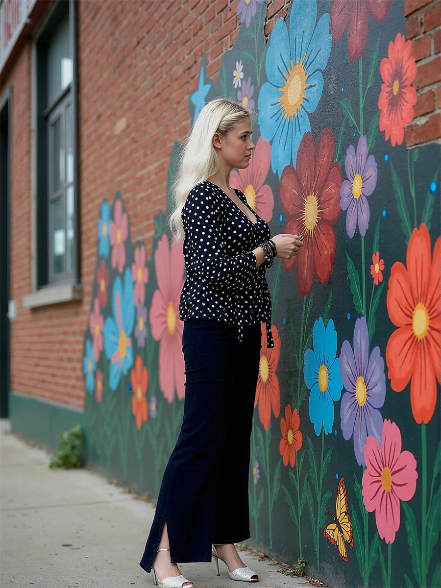 フレアヘムスリットスキニージーンズ レディース ワイドレッグ クラシックプリーツ 刺繍入り ストレッチ ハイウエスト パッチワーク ブラック ポケット付き トレンド