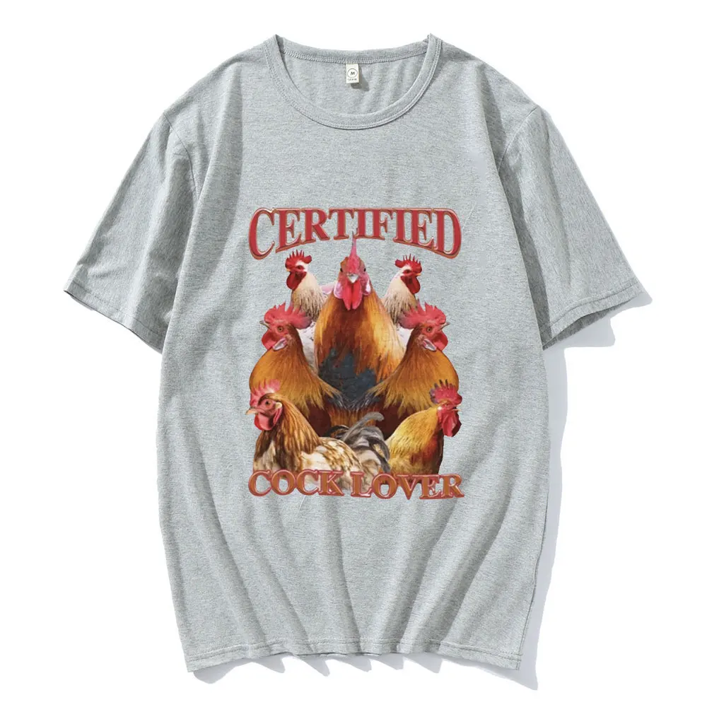 Certified Cock Lover T-shirt Funny Chicken Meme T Shirt Men Women 100% Cotton Casual Short Sleeve Oversized T Shirts Streetwear