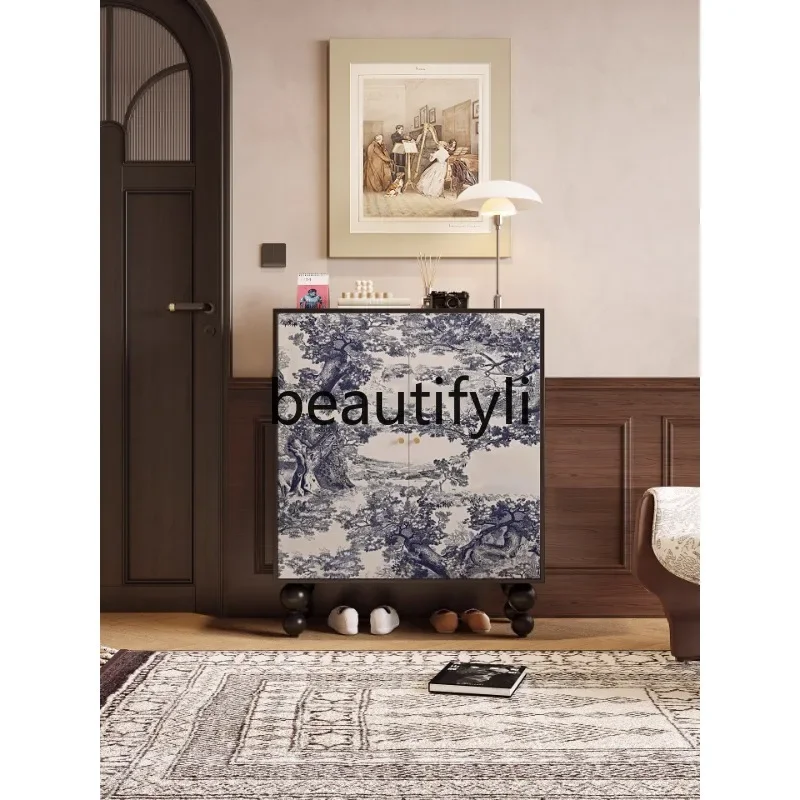 

53French solid wood shoe cabinet, living room storage, household storage locker, decorative entrance cabinet