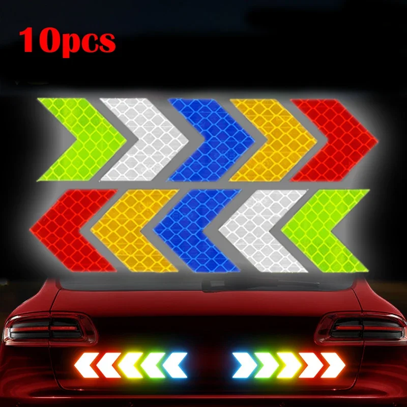 

10-50 шт., предупреждающая светоотражающая наклейка, наклейка на раму велосипеда, украшение со стрелкой, флуоресцентная планка, бампер, багажник, велосипедный светящийся протектор