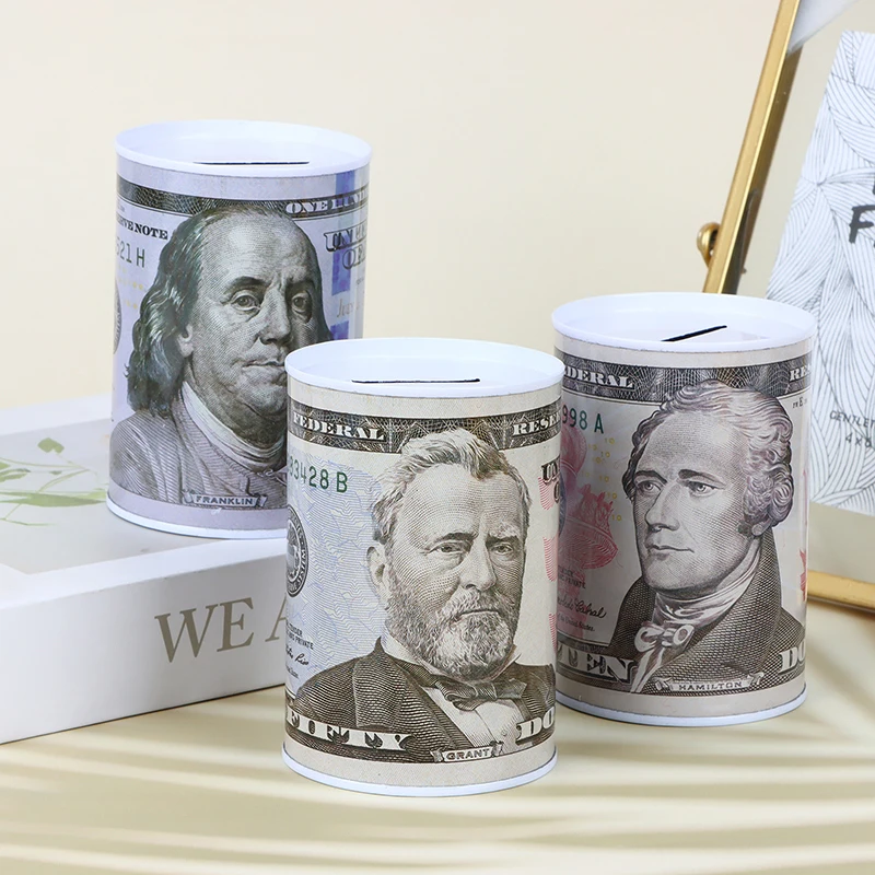 Euro Dollars Money Box Piggy Bank Tin Plate Box Money Saving Pot Coin Box Gift Home Decoration Money Box Savings Coin Banknote