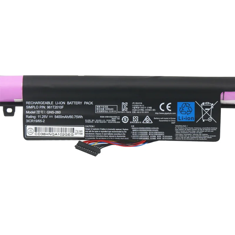 JCLJF New GNS-260 961T2010F Laptop Battery For Gigabyte P55 P55G P55K P55W V4 V5 V6 V7 11.25V 60.75Wh/5400mAh