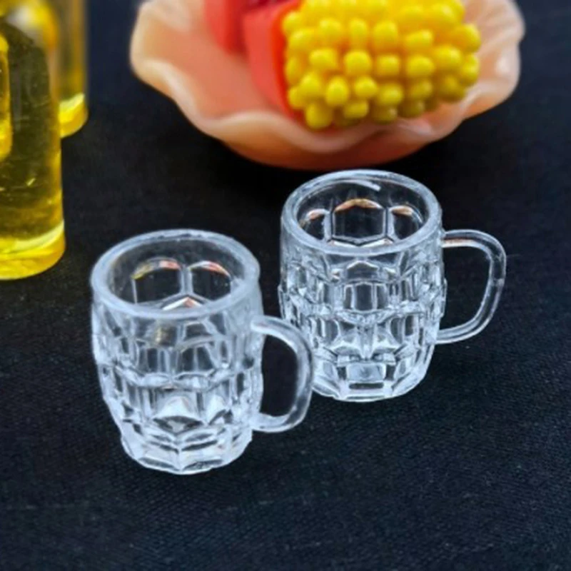 1pc Dollhouse Miniature Beer Mug Toy Mini Drink Decoration For OB11 BJD Collectible Figures Dolls House Decor Home Ornament