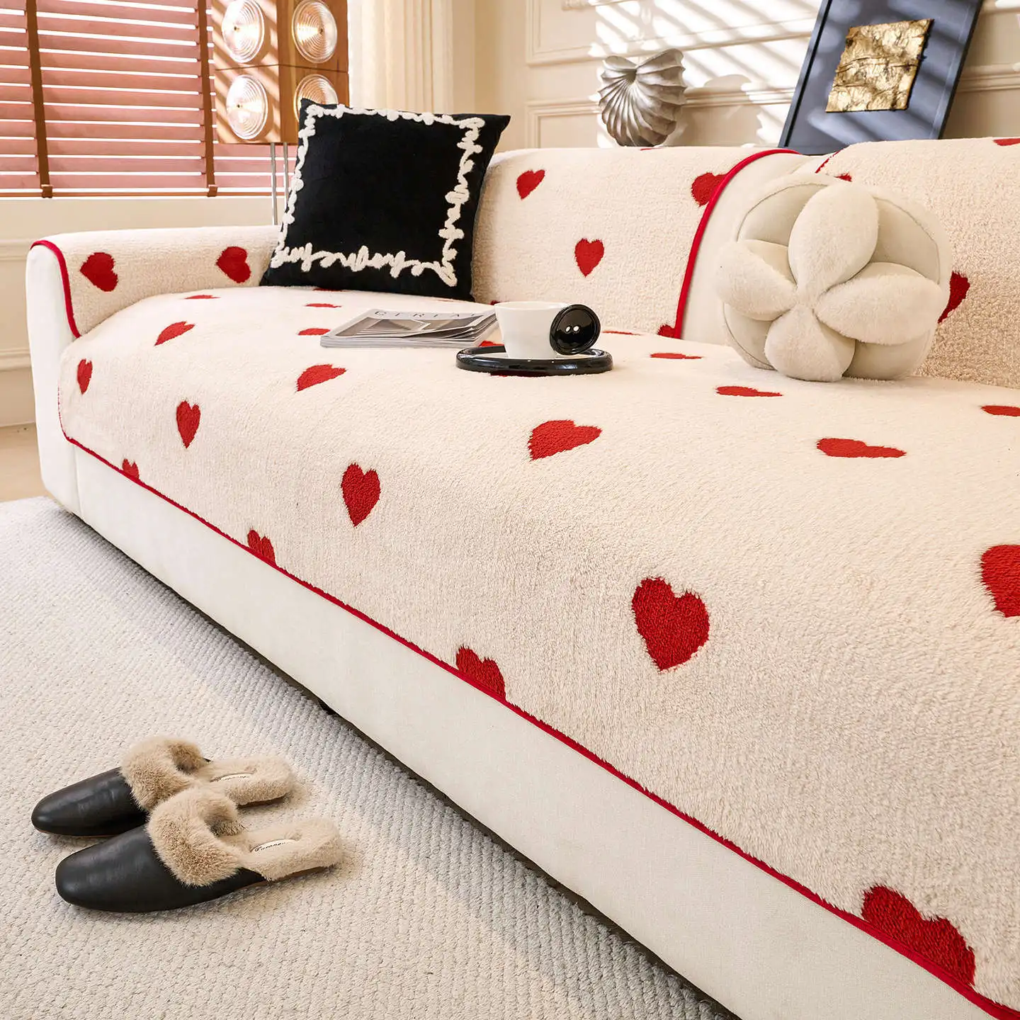 Premium Thickened Plush Sofa Cushion Straight-Cut Design for Living Room Winter Warmth Anti-Slip Seat Cushion
