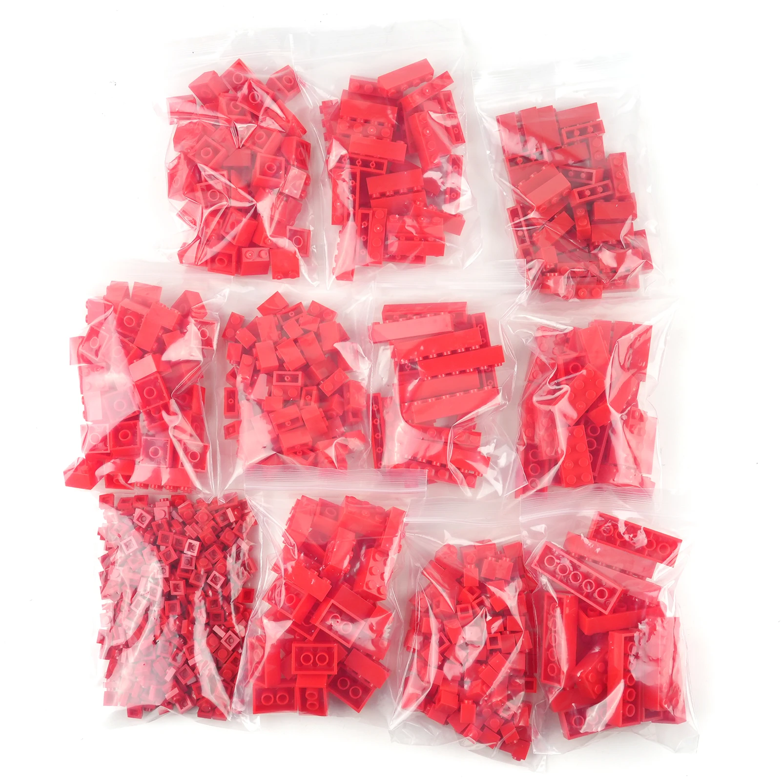 730개 소형 입자 블록 다양한 부품 벌크 세트 빨간색 11가지 크기 DIY 창의적 모델 STEM 교육용 장난감