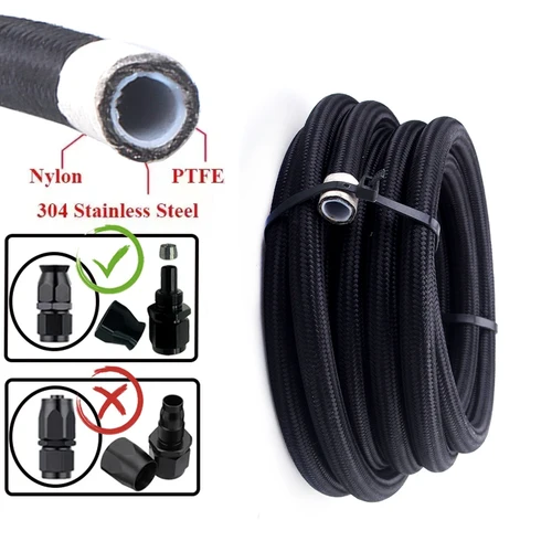 1M/2M/3M/5M AN3 AN4 AN6 AN8 AN10 Universal E85 manguera de combustible enfriador de Gas y aceite tubo interior PTFE Nylon acero inoxidable trenzado