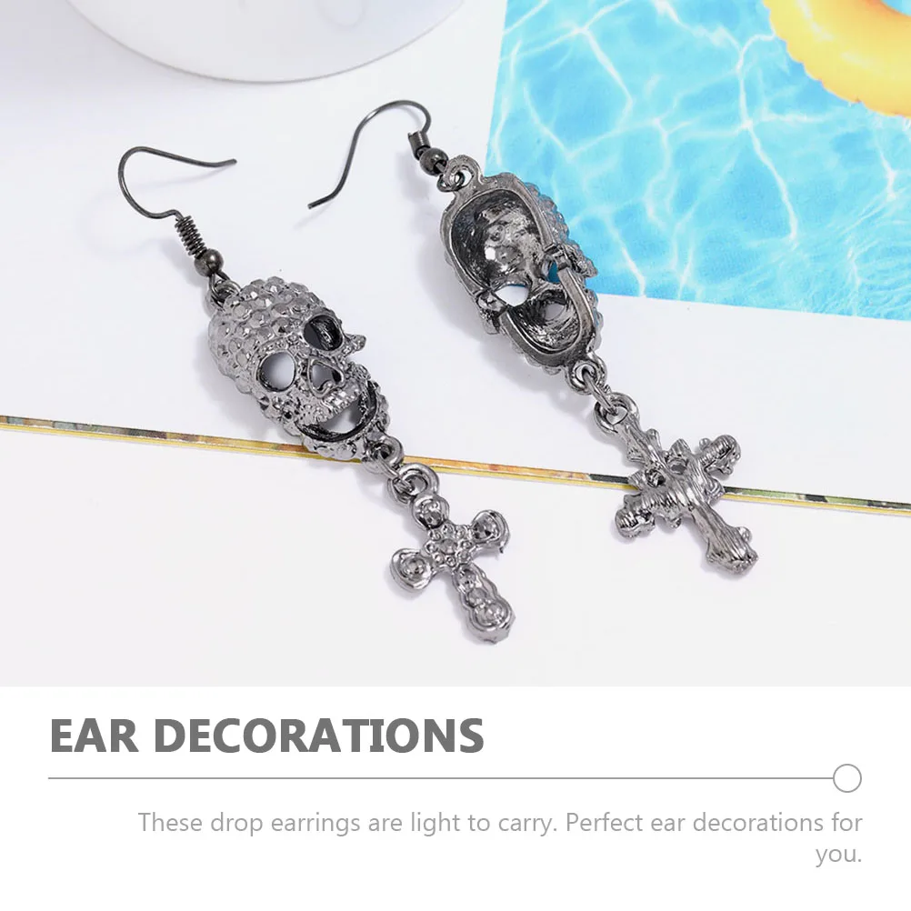 

Skull Earrings Dangle Earrings Dangle Halloween Cross Retro Gun Black Metal Necklace Jewelry Gift