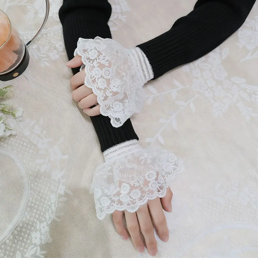 

Новые поддельные манжеты с вышивкой, съемные белые манжеты на запястье, манжеты с накладными рукавами, реквизит для фотографий