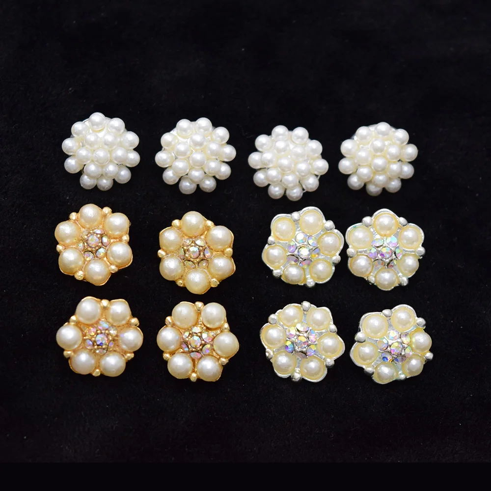 10Pcs/Lot Various Pearl And Rhinestone Small Exquisite Buttons For Shirts Clothing Decorative Accessories Buttons