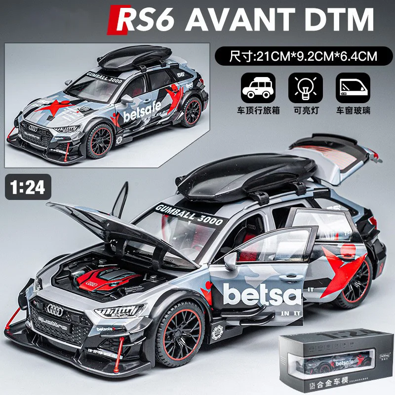 New Brand Car Model 1: 24 Alloy Toy Car Audi Rs6/Rs7 Track Modified Version Simulation Alloy Cars Model Boy Collection Toys Gift